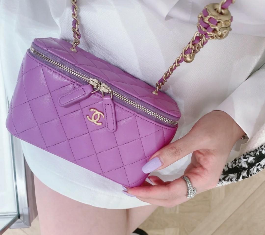Authentic Chanel Pearl Crush 22S Vanity Rectangular Case, unique seasonal  purple 💖 (not 22P, mini)