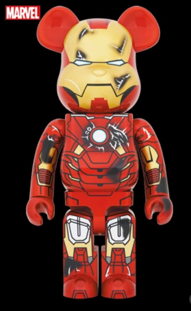 Bearbrick Iron Man Mark VII Damage Ver 400% and 1000%, Hobbies 