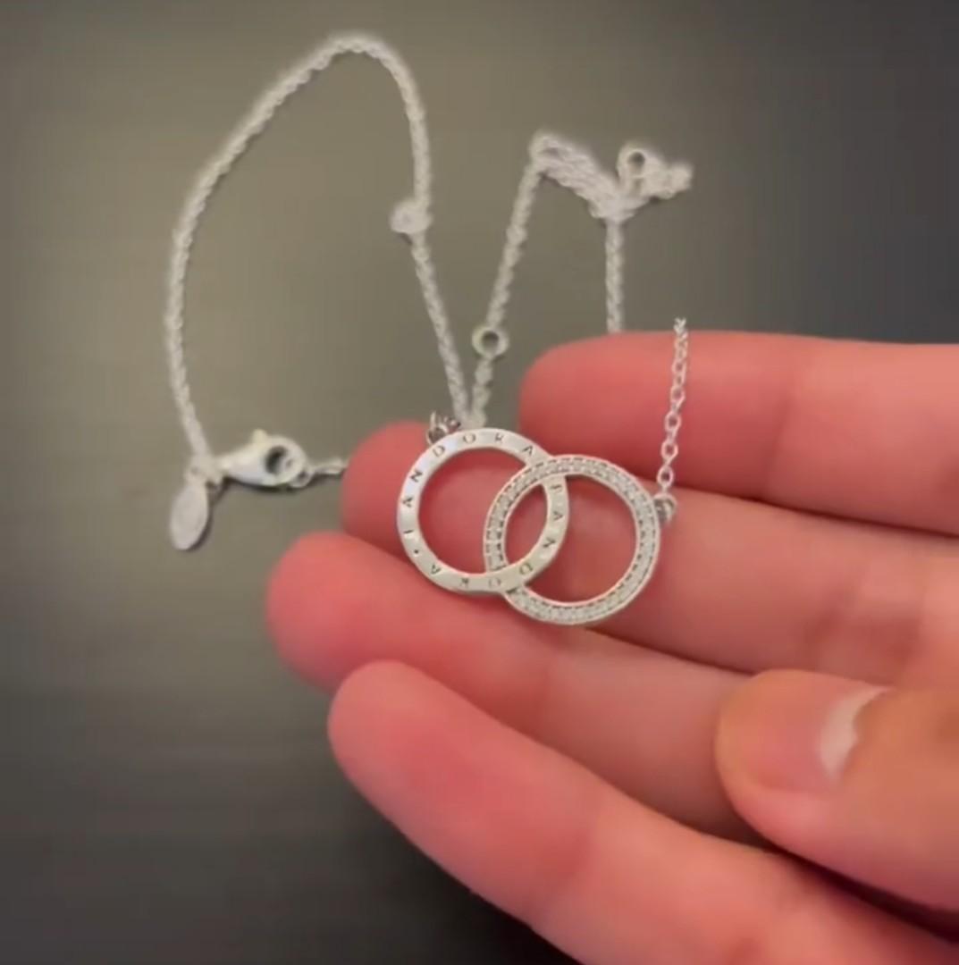 PANDORA AUTH DOUBLE CIRCLE NECKLACE 