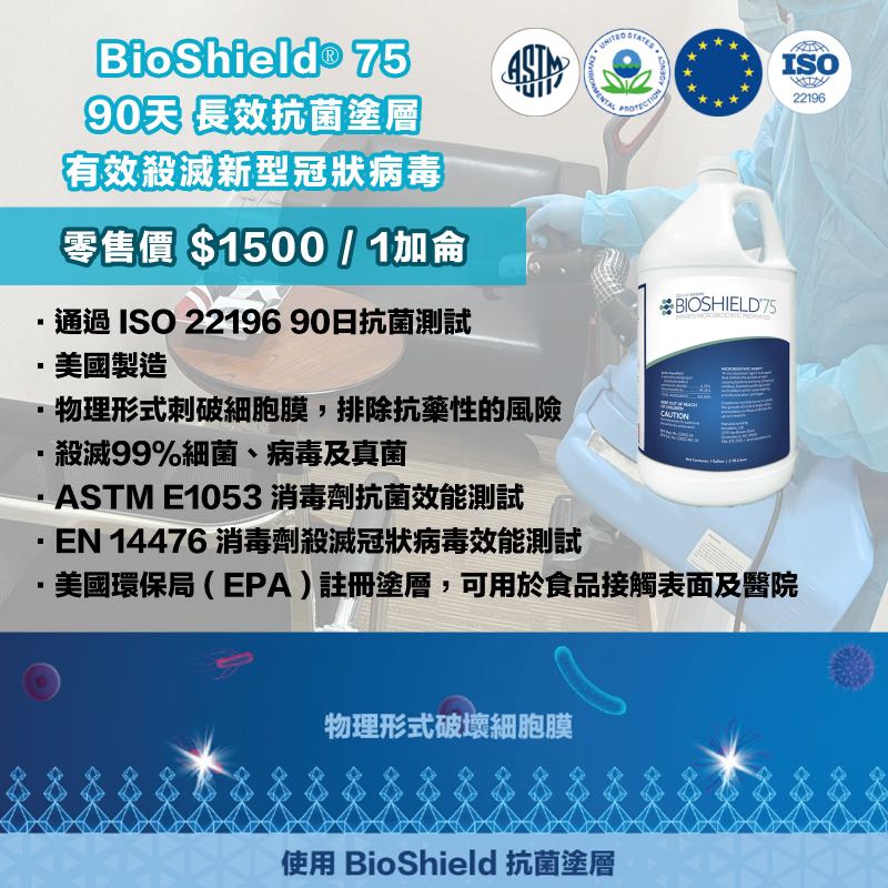 BioShield 75 90天長效抗菌塗層一加侖裝, 健康及營養食用品, 醫療用品