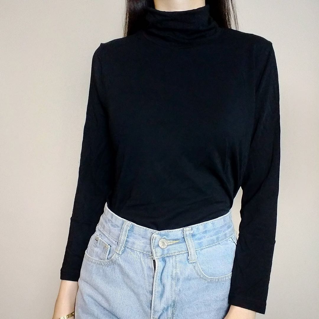 Turtleneck long sleeve on sale black