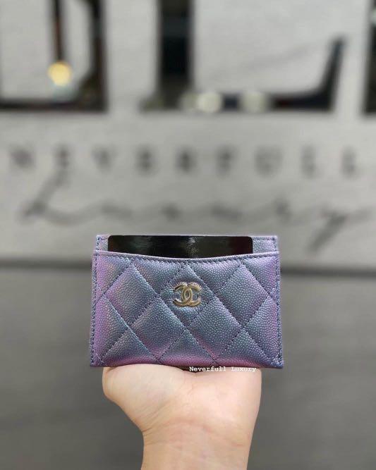 Chanel 22P Classic Card Holder Iridescent Dark Blue Caviar Ghw