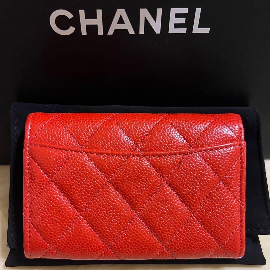 Chanel Caviar Red Classic Cardholder 20B Snap Card holder Luxury Bags Wallets on Carousell