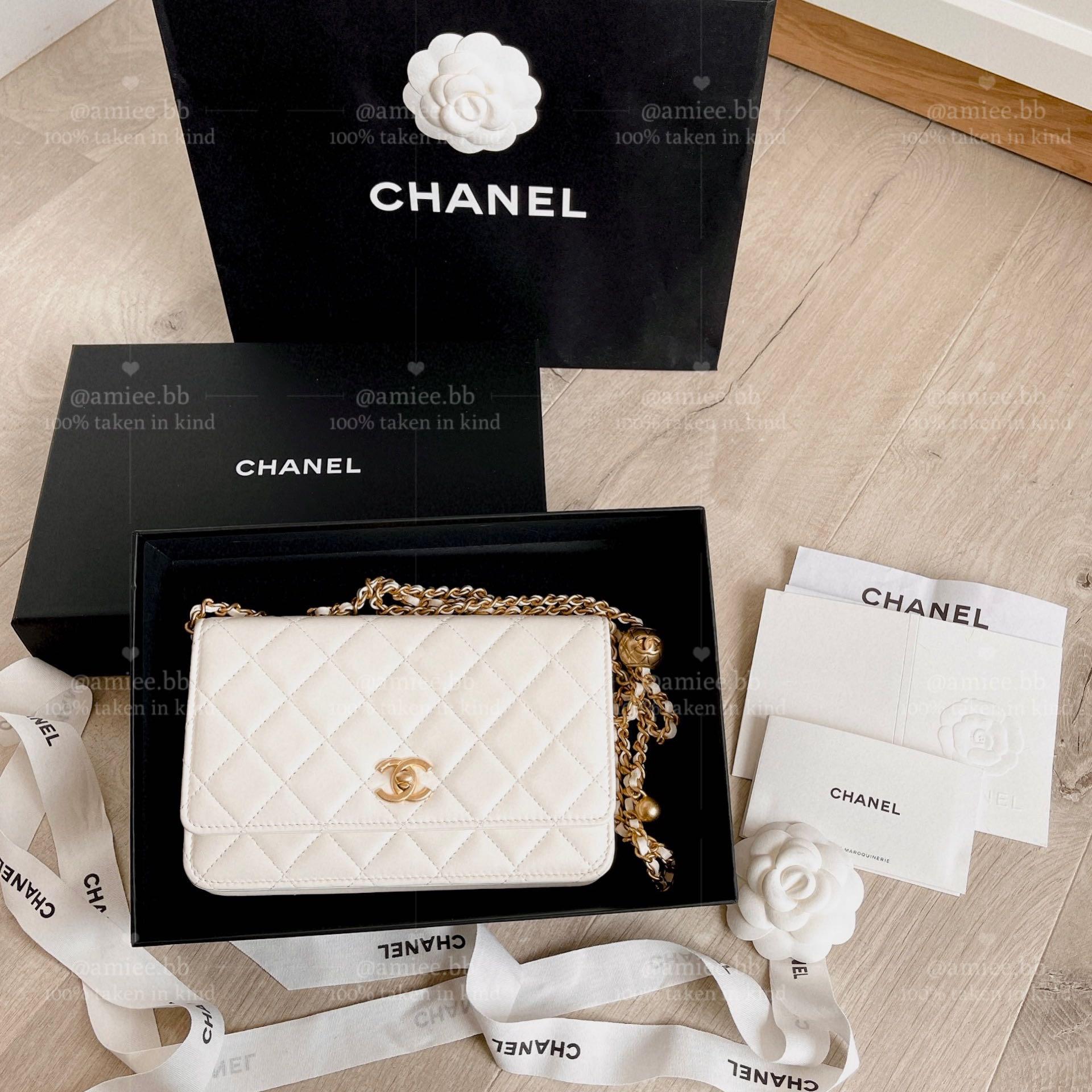 Chanel WOC Wallet on Chain Pearl Crush White (2022 Receipt), Luxury
