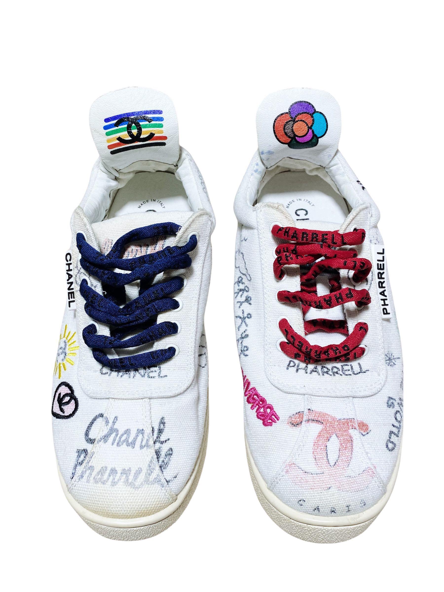 Chanel Sneakers Pharrell White MultiColor Mens  19D G34878X53027 C2340  10B  US