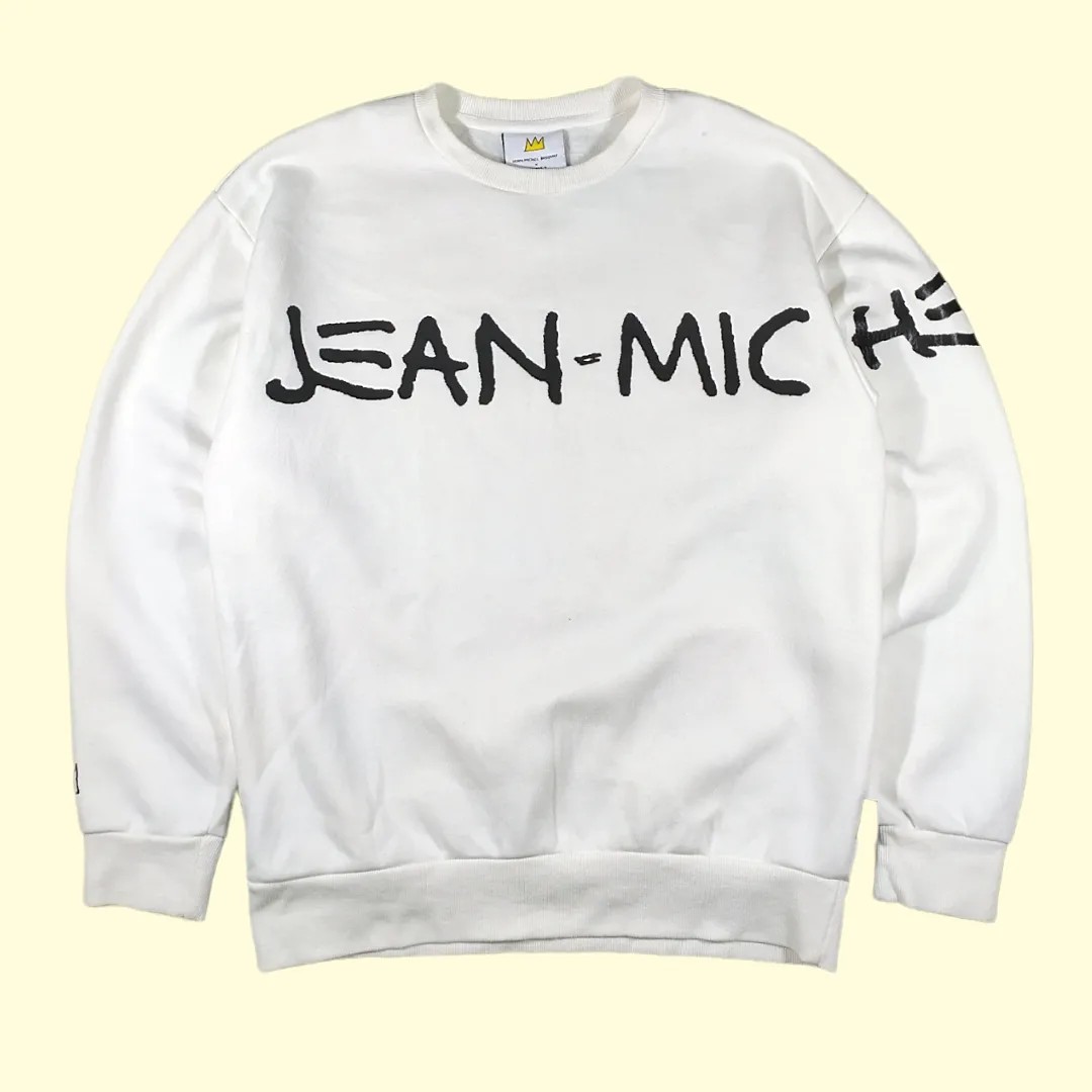 Crewneck/sweater/hodie jean michel basquiat x clride, Fesyen Pria, Pakaian  , Atasan di Carousell