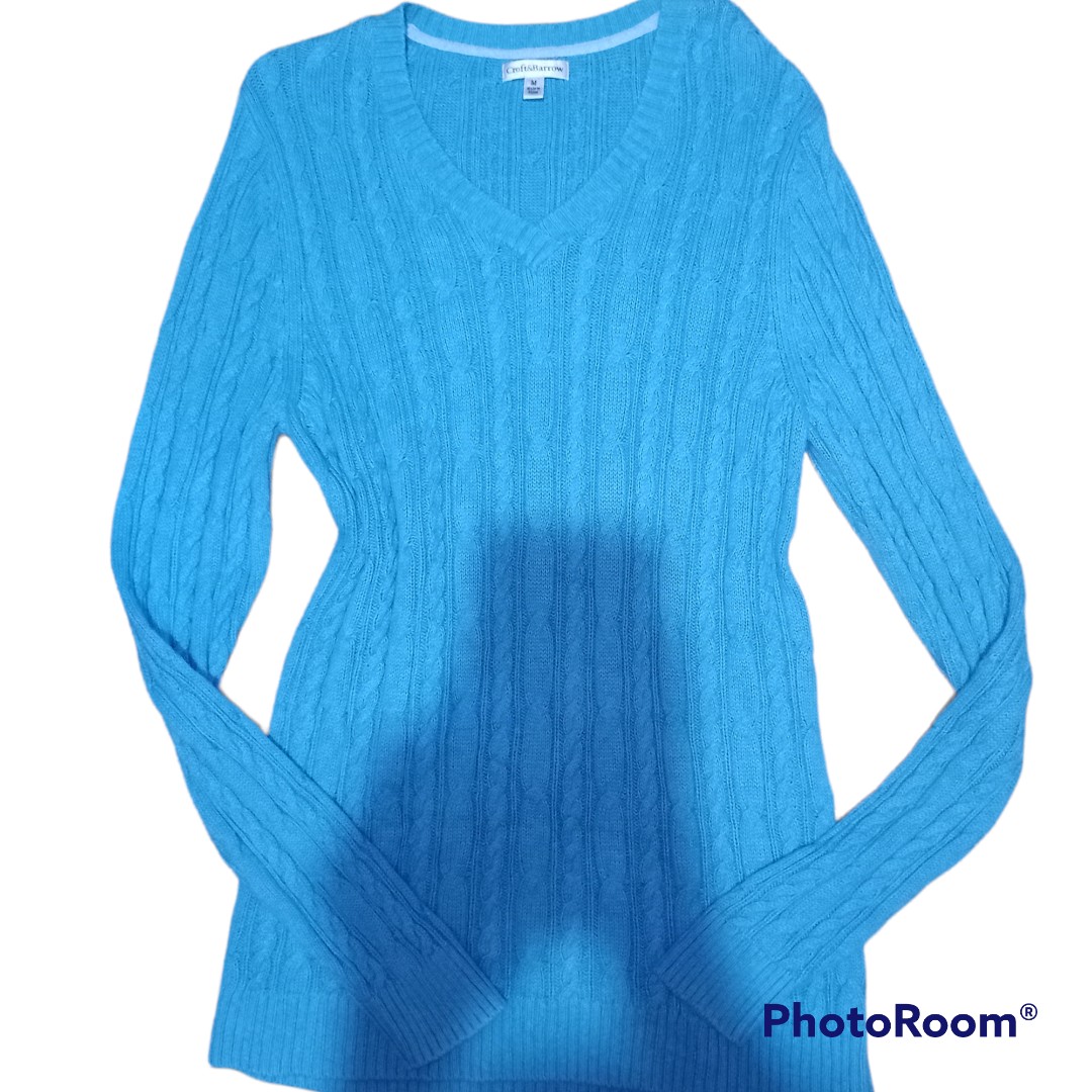 CROFT \u0026 BARROW BLUE KNIT SWEATER, Women 