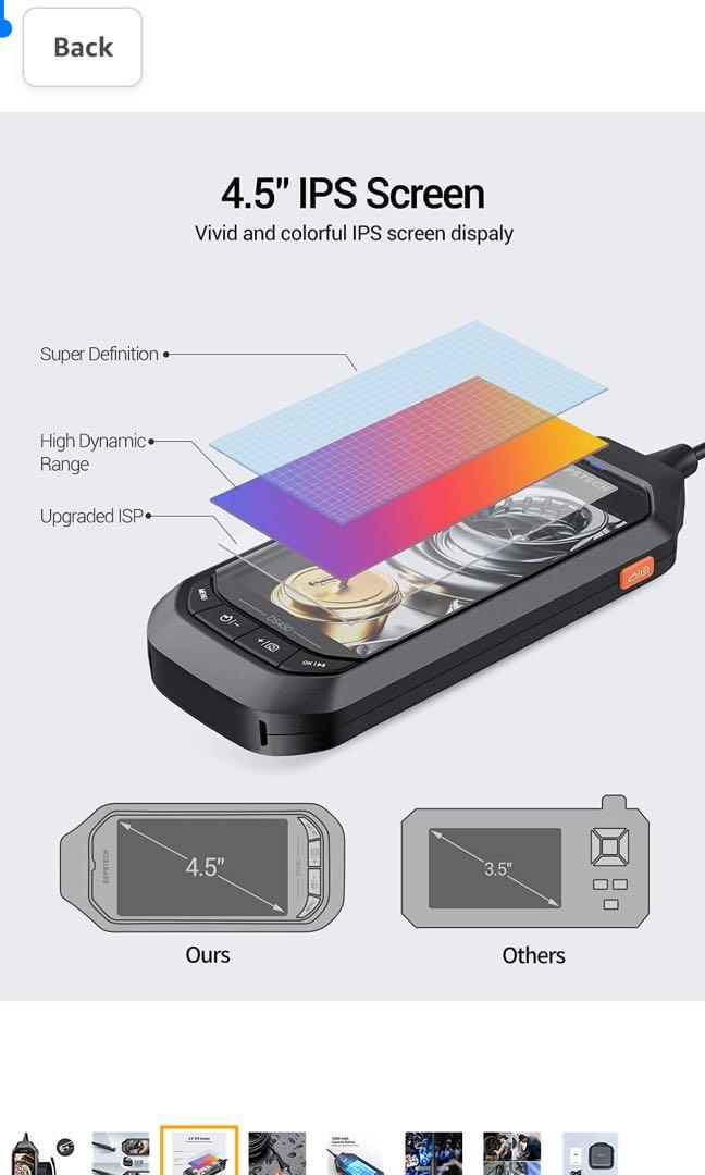 DEPSTECH DualLens Endoscope, 4.5" 1080P HD Inspection Camera with