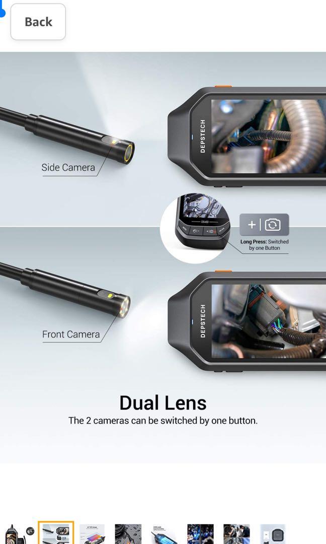 DEPSTECH DualLens Endoscope, 4.5" 1080P HD Inspection Camera with