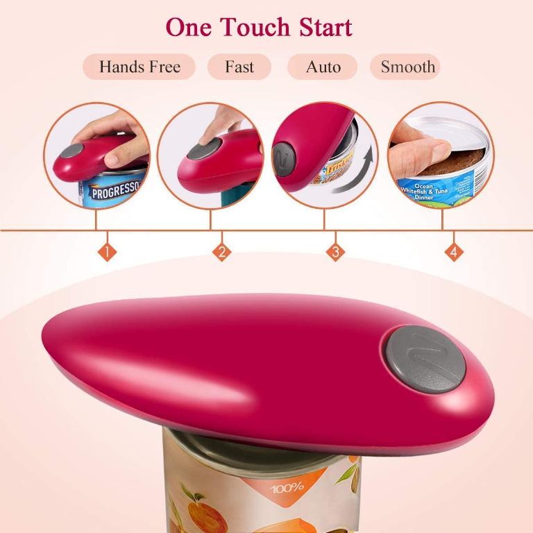 Best Kitchen Gadget for Arthritis Electric Can Opener Restaurant Can Opener Red Smooth Edge Automatic Can Opener Hand Free Operation with One-Touch Start Senior and Chef