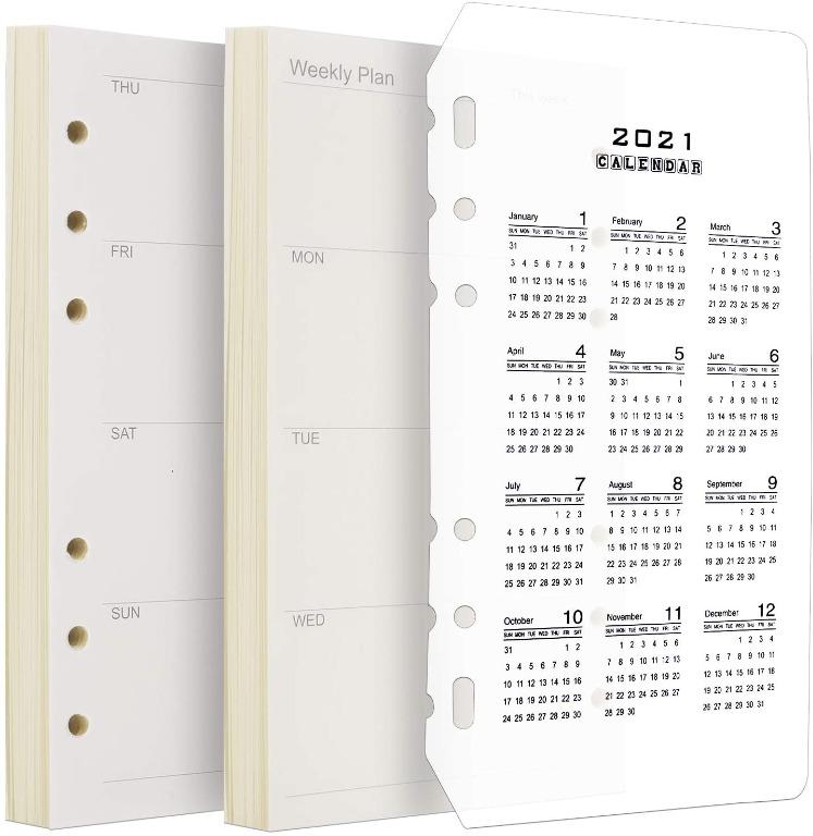 FANDAMEI 2 Packs to DO List Refills Paper with 2021 Calendar Page Divider for A5 