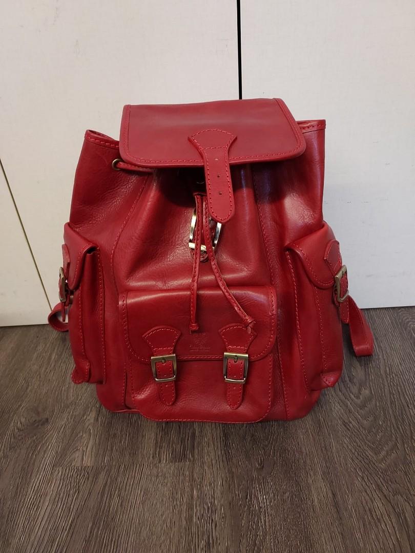Gorgeous Bright Red Full Leather Backpack Women s Fashion Bags