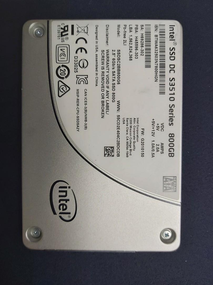 Intel 800GB SSD DC S3510 ENTERPRISE CLASS 2.5 SATA3 HARD DRIVE