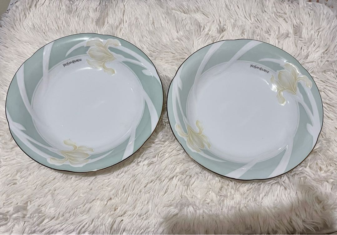 Two Yves Saint Laurent YSL Deep Plate 9in, Furniture & Home Living