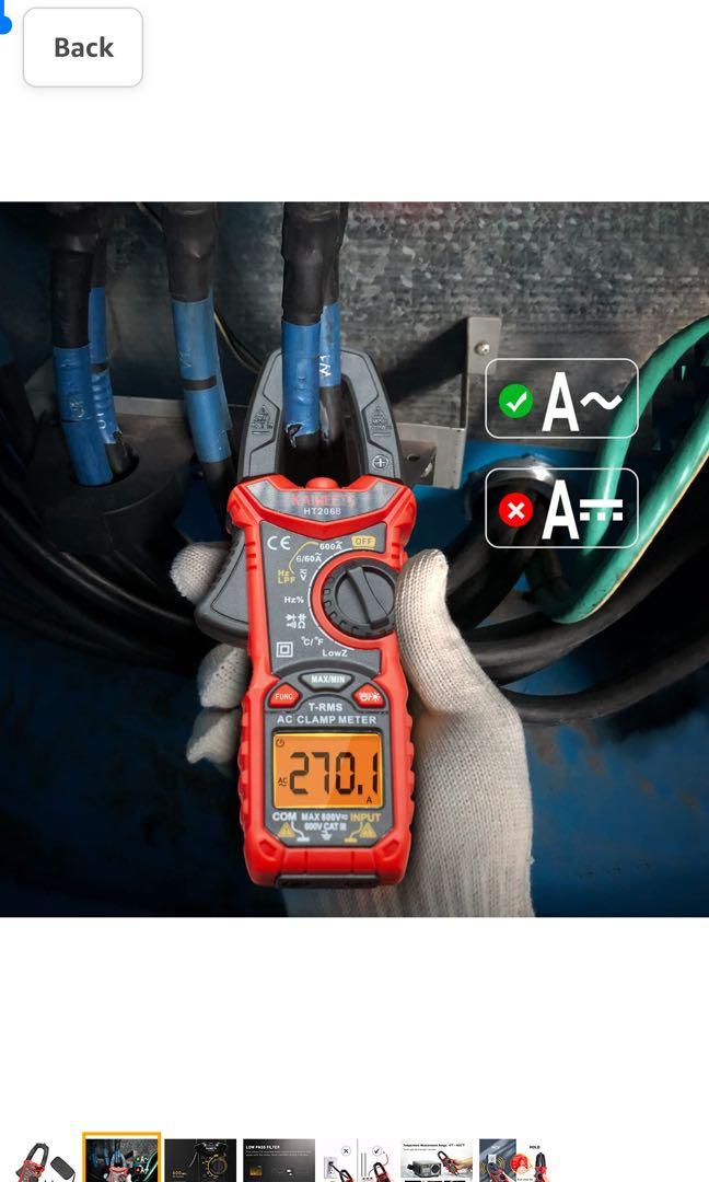 KAIWEETS HT206B Digital Clamp Meter TRMS 6000 Counts, Multimeter