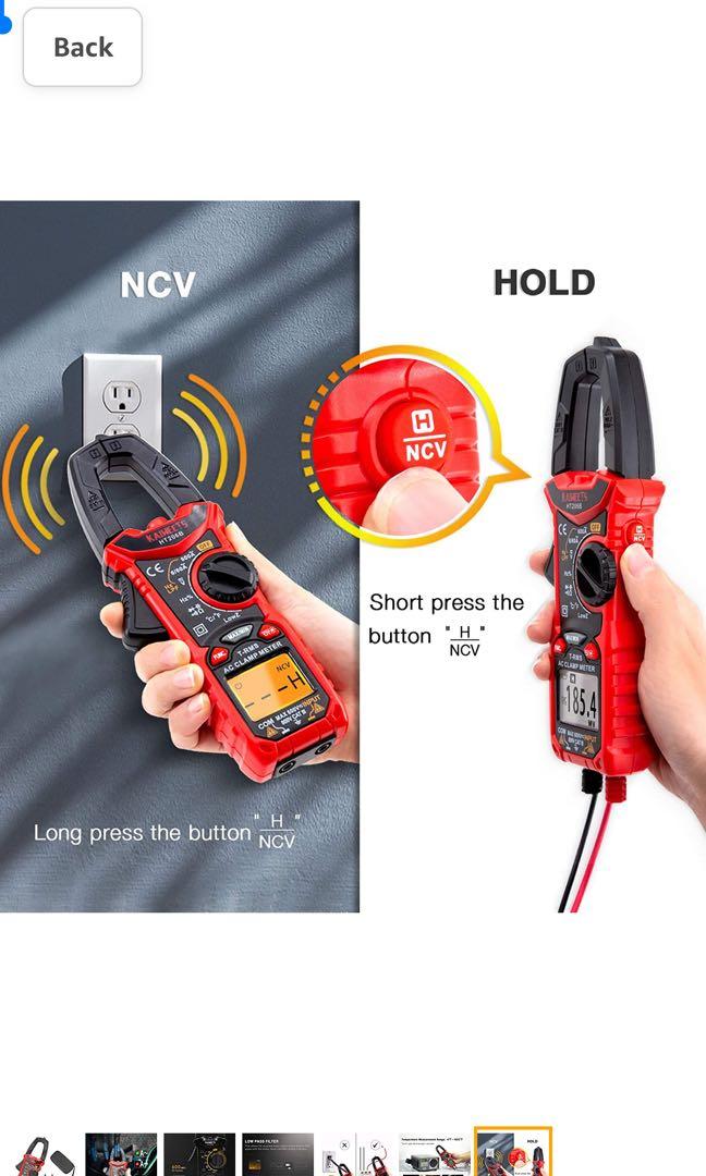 KAIWEETS HT206B Digital Clamp Meter TRMS 6000 Counts, Multimeter