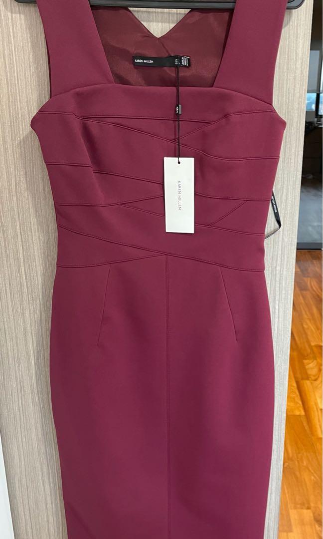 Karen millen top burgundy dress