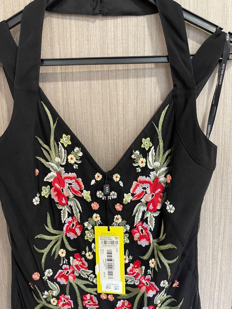 Karen millen clearance black embroidered dress