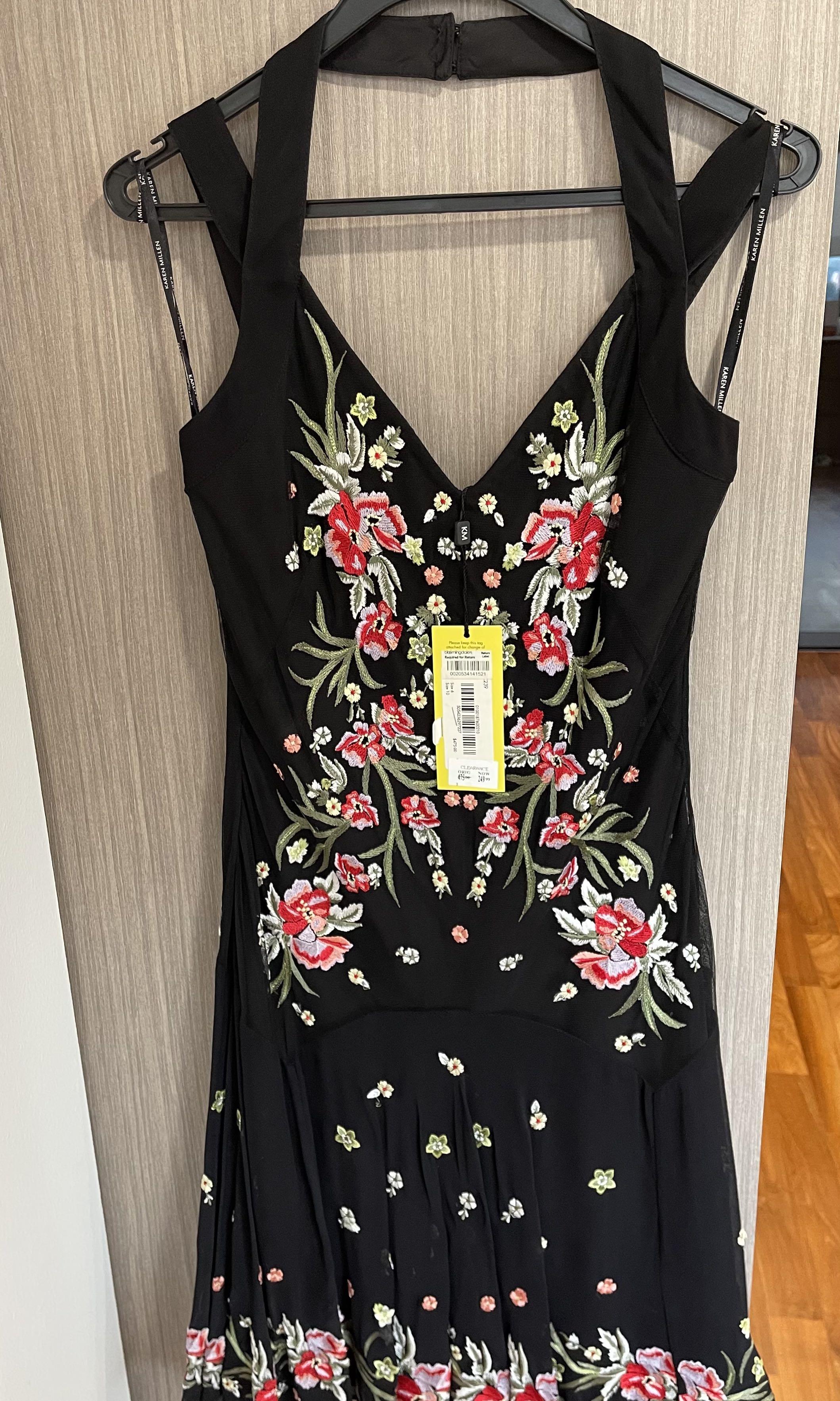 Karen millen shop black embroidered dress