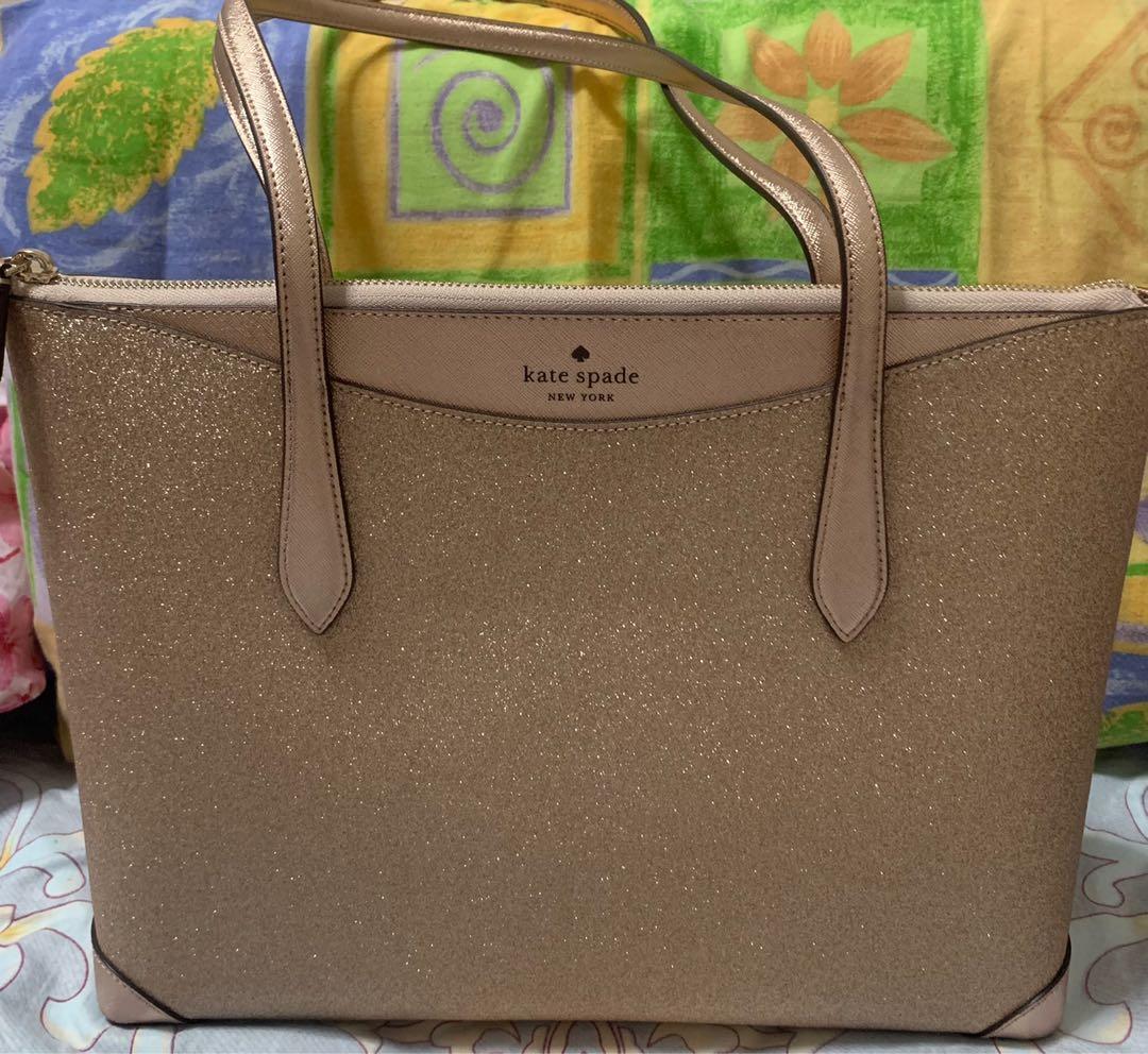 Kate Spade Bag Glitter Fabric Tote In Rose Gold, Women's Fashion, Bags &  Wallets, Tote Bags on Carousell