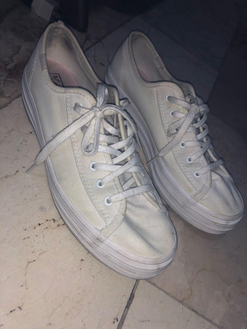 white leather platform keds