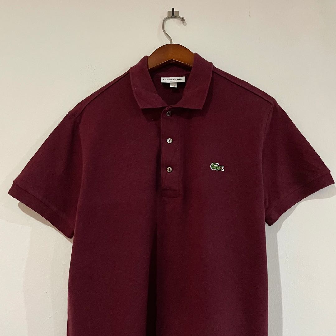 Burgundy store lacoste polo