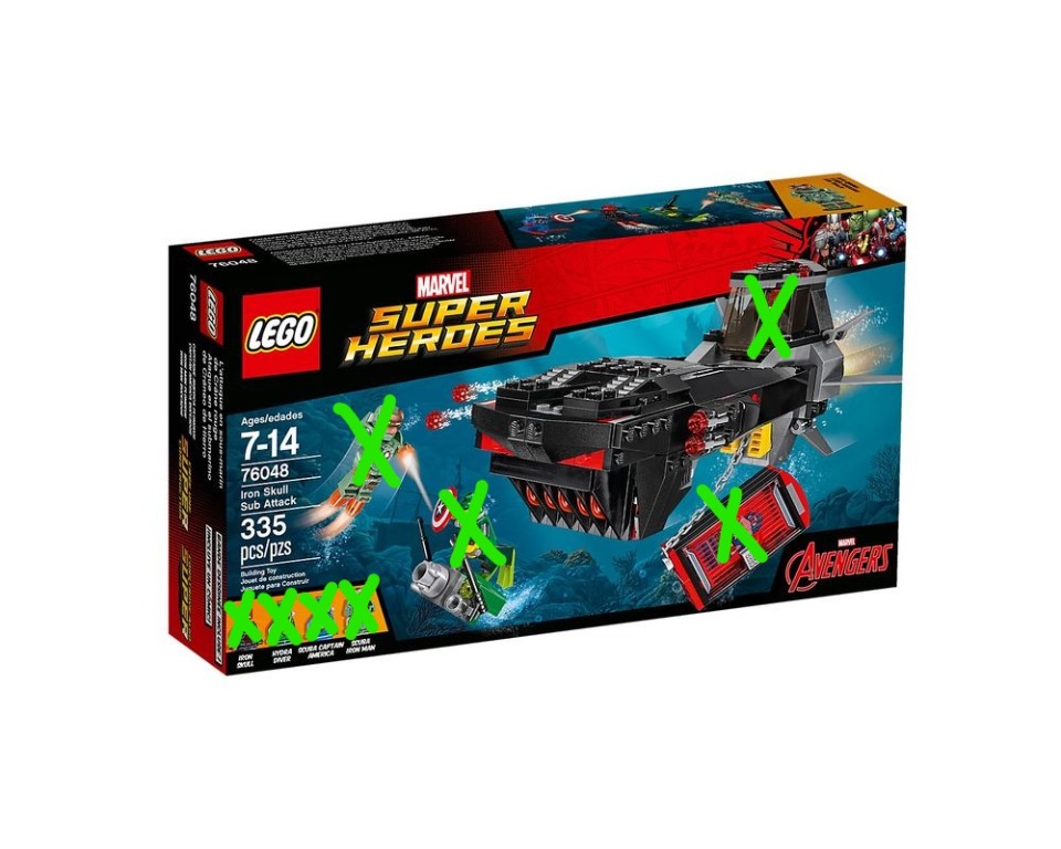 Lego Marvel Superheroes Set 76048 Iron Skull Sub Attack INCOMPLETE Hobbies Toys Toys Games on Carousell