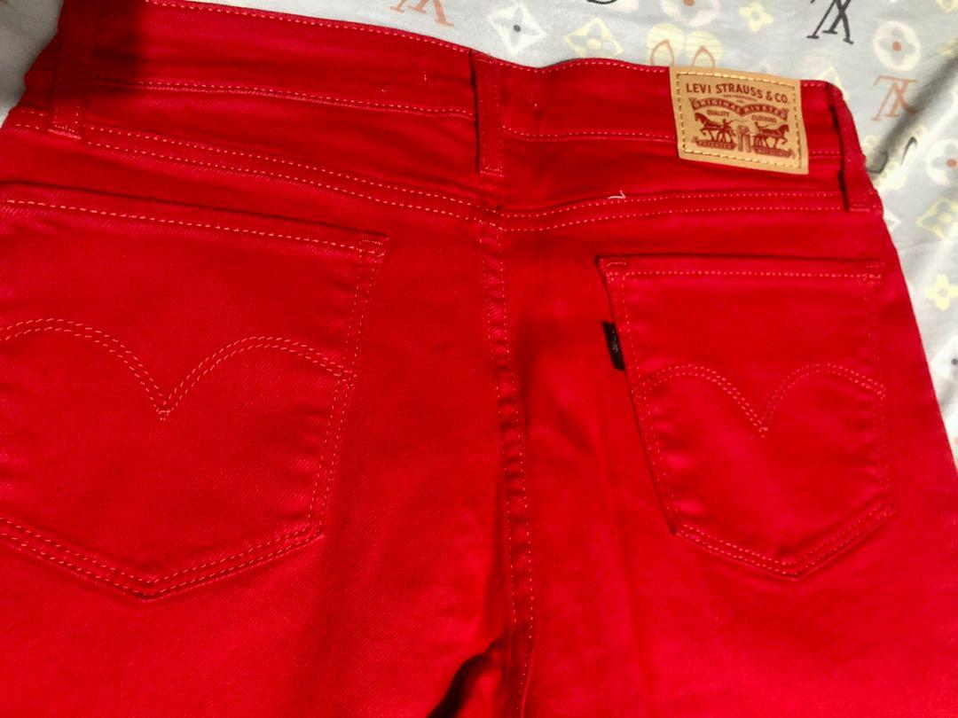 Levis 502 Regular Taper Corduroy Red Jeans Pants Stretch Mens 29x28 | eBay