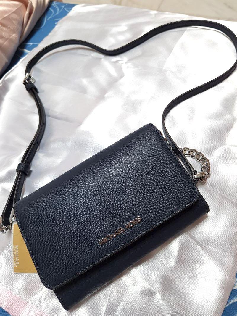 Michael Kors Jet Set Travel Medium Saffiano Leather Multifunctional Phone Crossbody  Wallet Handbag (Merlot) 