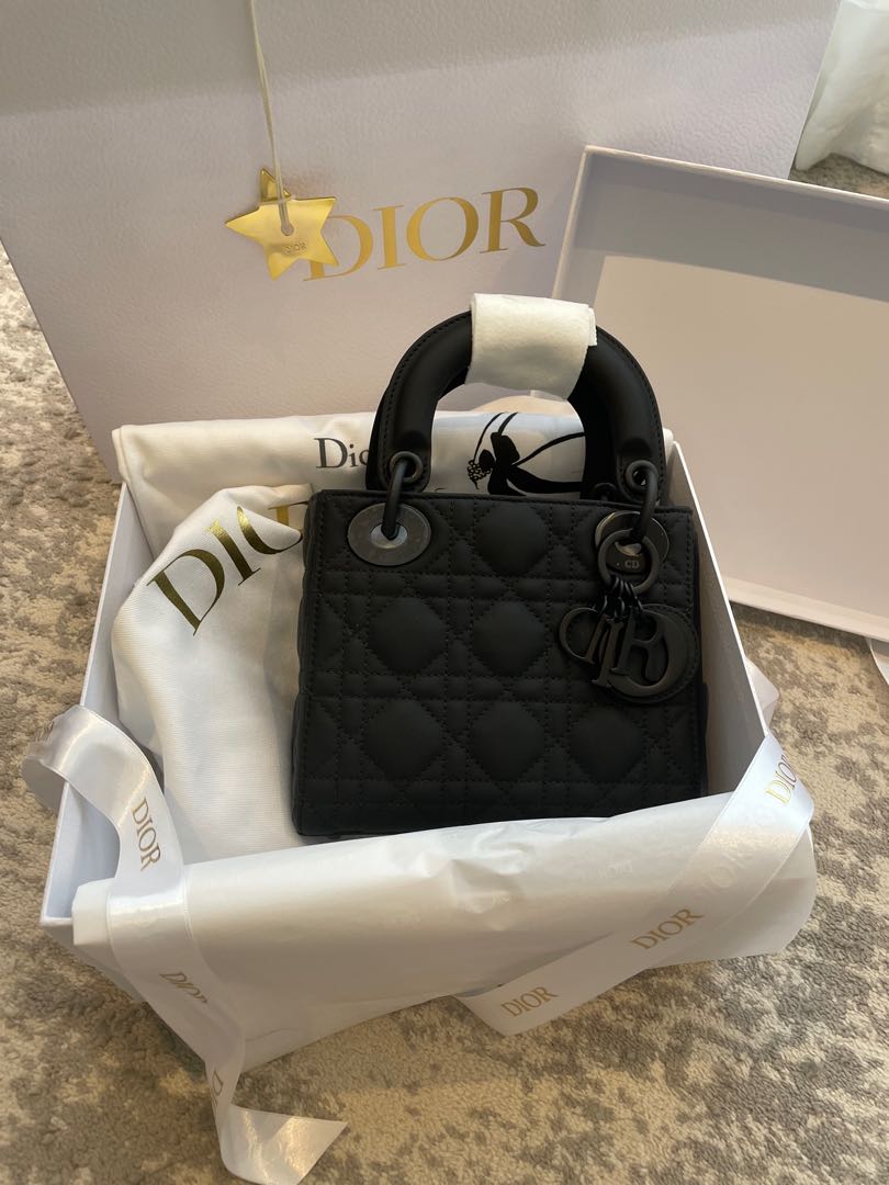 Mini lady dior matte black store