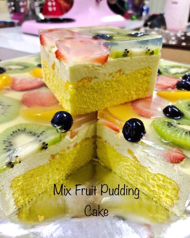 Mix Fruit Pudding Cake, Food & Drinks, Homemade Bakes on Carousell