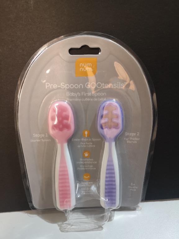 NumNum Pre-Spoon GOOtensils | Baby Spoon Set (Stage One + Stage Two) | BPA  Free Silicone Self Feeding Utensil | #1 Doctor Recommended Baby Led Weaning