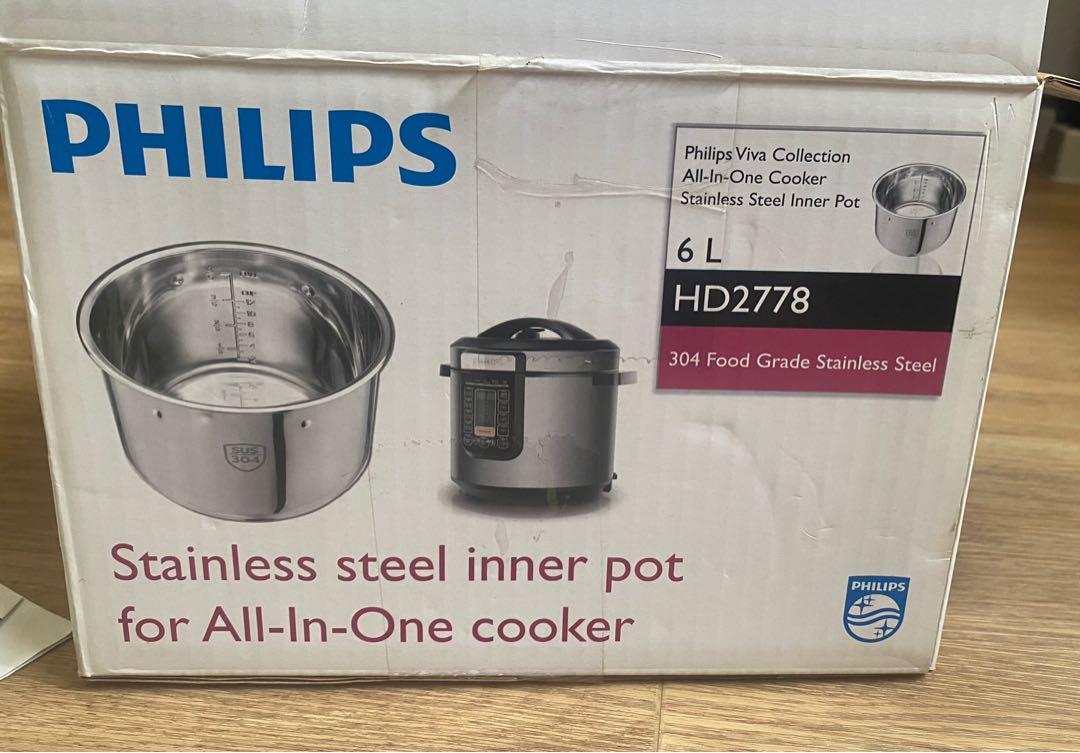 Philips HD2145 electric all in one pressure cooker with free Stainless steel inner pot for all in one cooker HD2778 6 Litre GT