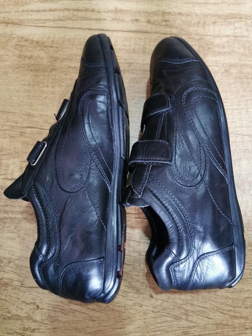 prada black leather trainers