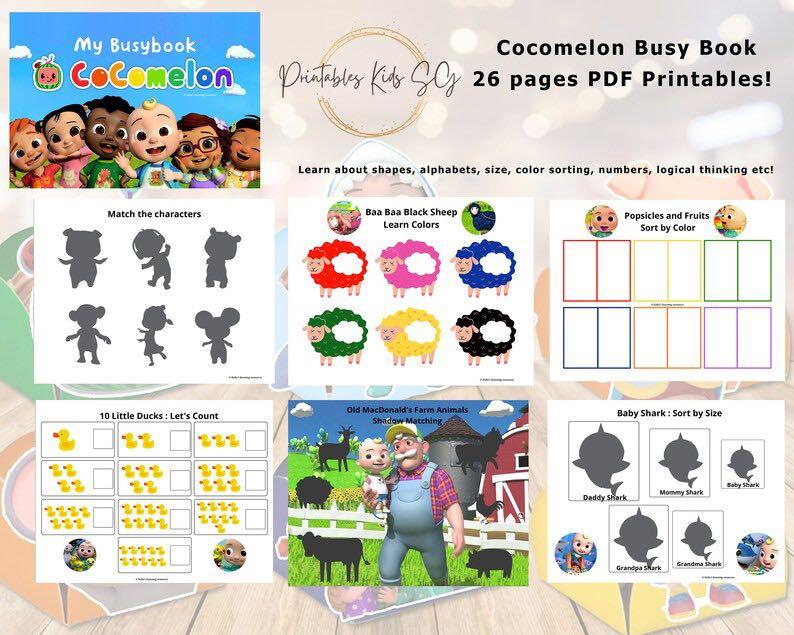 printable cocomelon busy book preschool activity montessori toddler learning hobbies toys stationery craft art prints on carousell