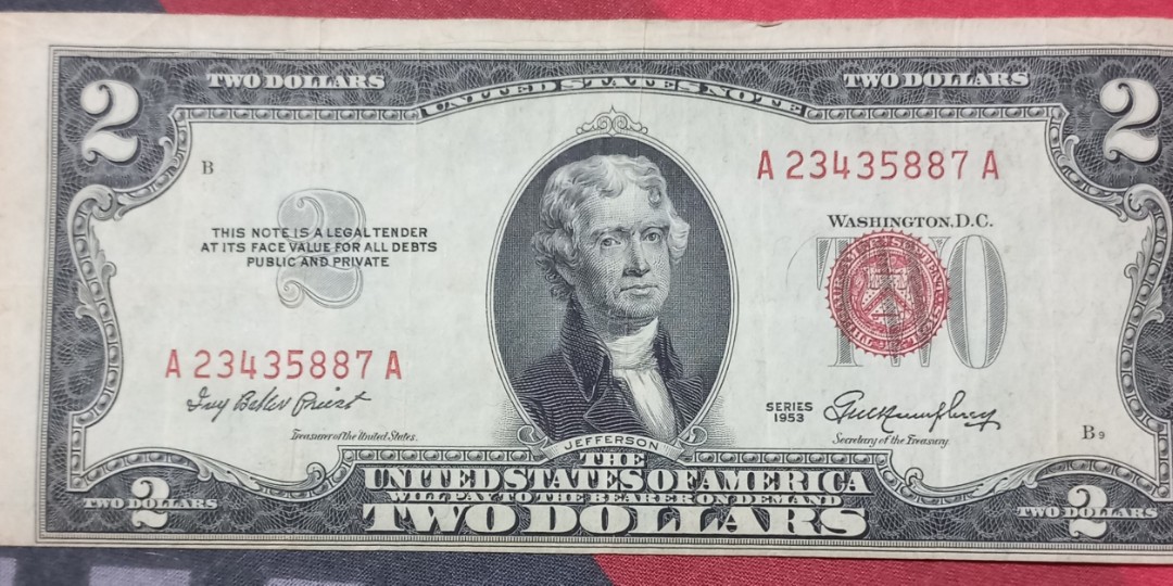 Rare Red print 2-US Dollar Bill, Hobbies & Toys, Memorabilia ...