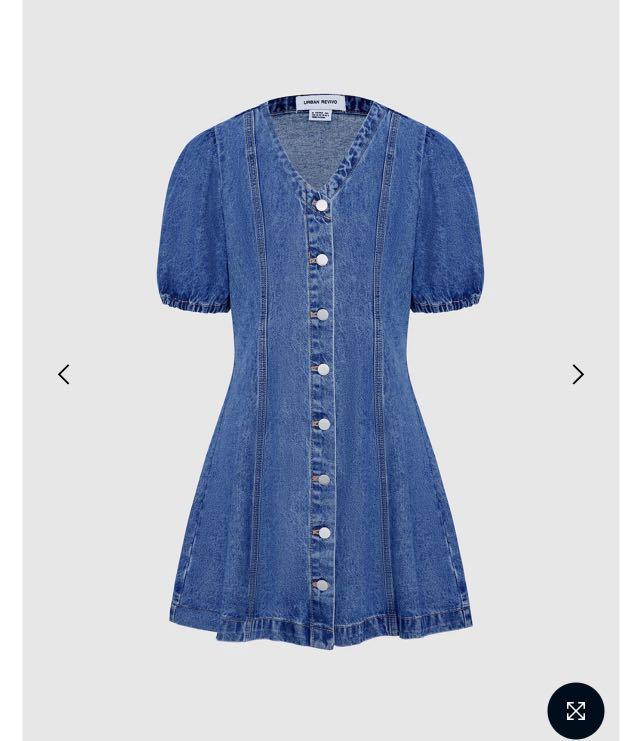 Urban Revivo Puff Sleeve Button Front Denim Dress, Women's Fashion, Dresses  & Sets, Dresses on Carousell
