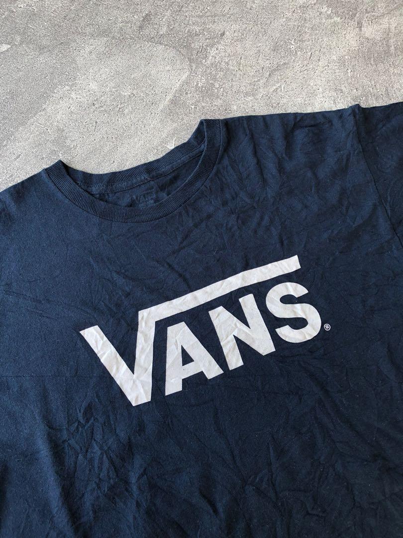 vans logo tshirt, Fesyen Pria, Pakaian 