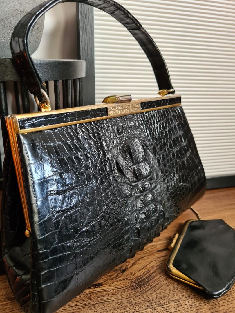 Vintage black crocodile bag, Women's Fashion, Bags & Wallets, Tote Bags on Carousell