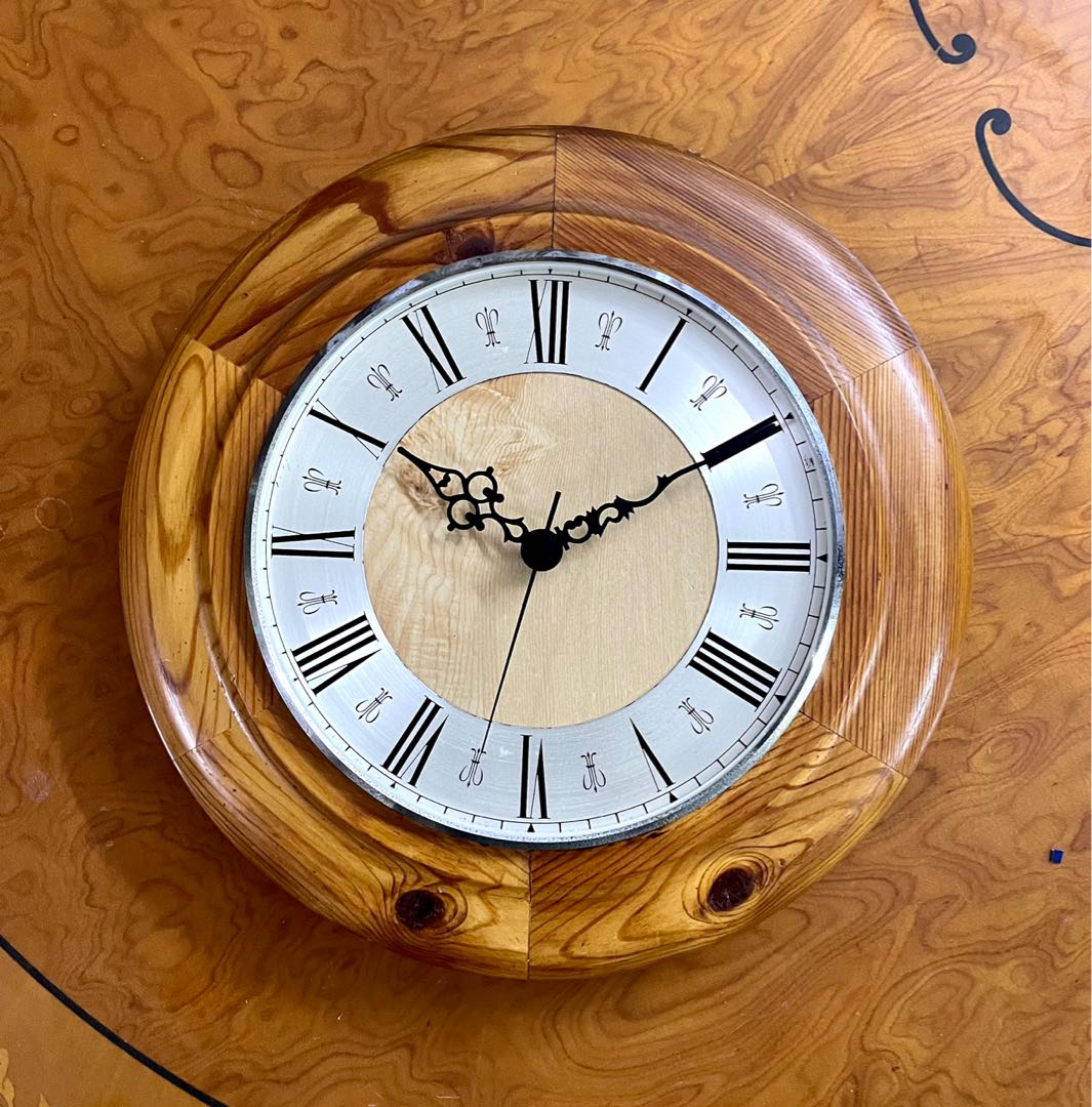 Vintage German Solid Wood Quartz Wall Clock Heavy Duty Movement 30cm