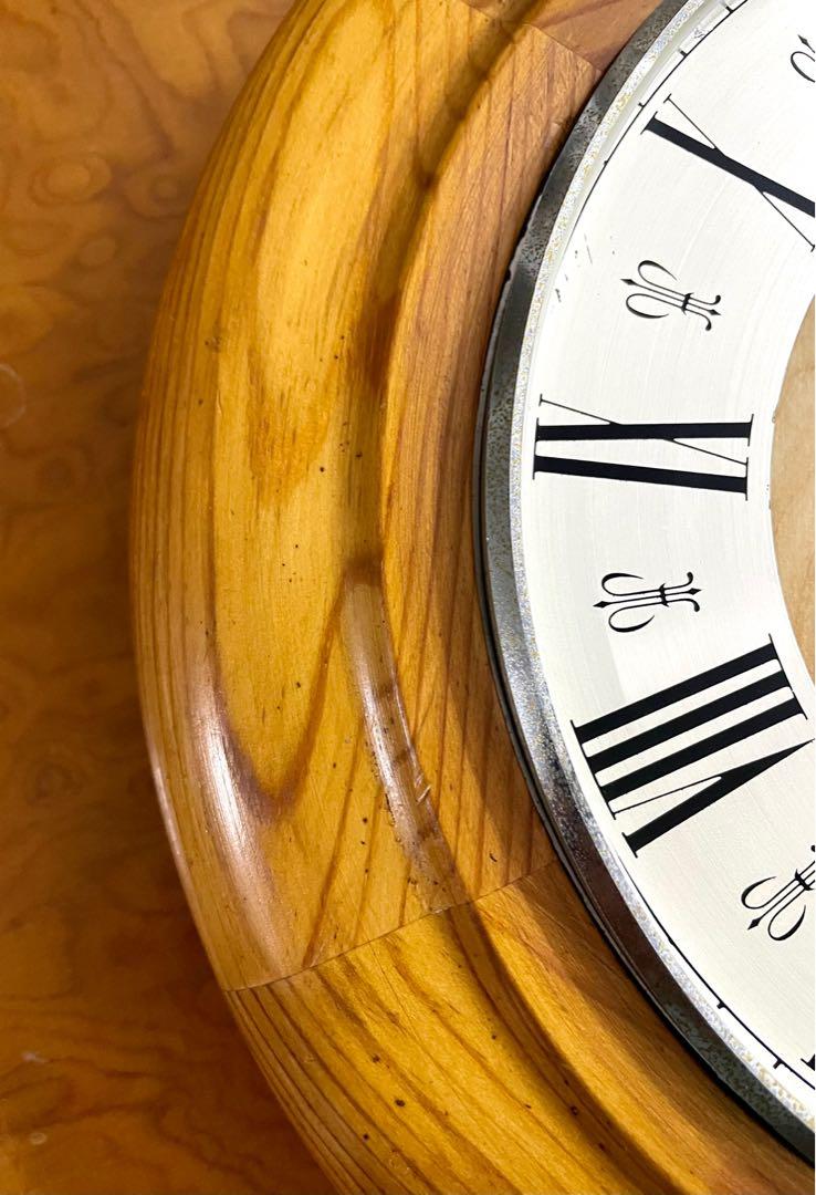 Vintage German Solid Wood Quartz Wall Clock Heavy Duty Movement 30cm