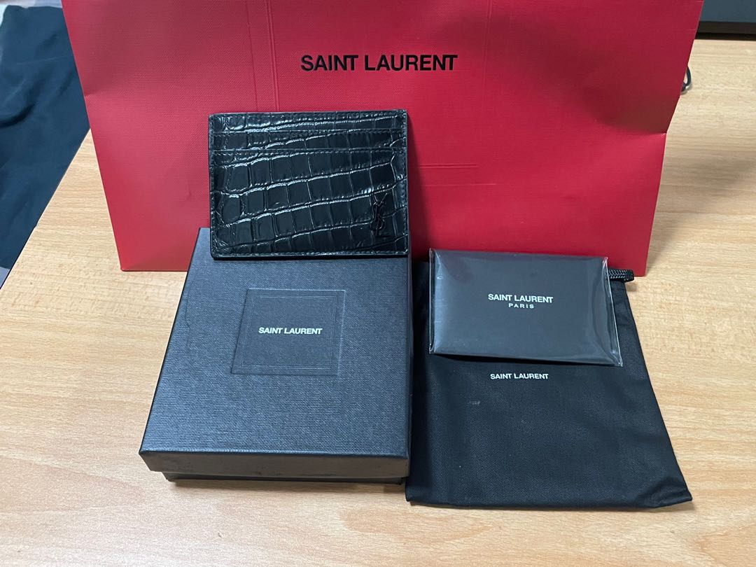 Saint Laurent Paris credit card case in CROCODILE-EMBOSSED leather, Saint  Laurent