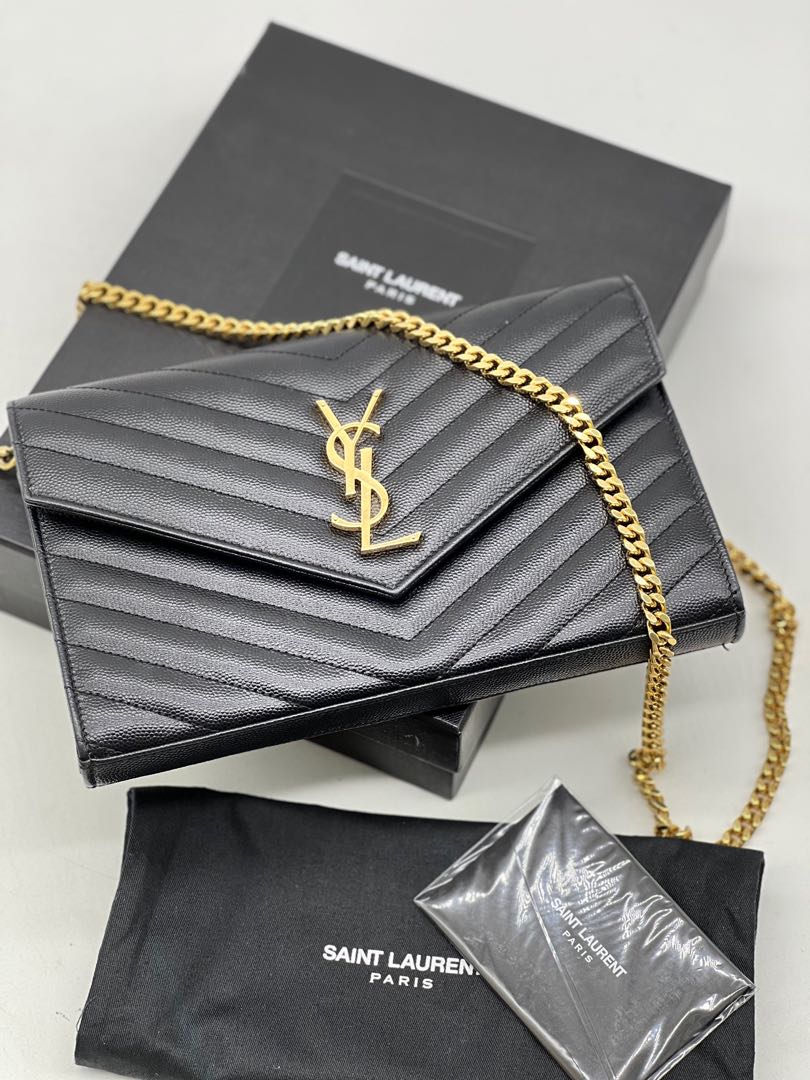 Authentic YSL WOC Monogram Chain Wallet, Luxury, Bags & Wallets on Carousell