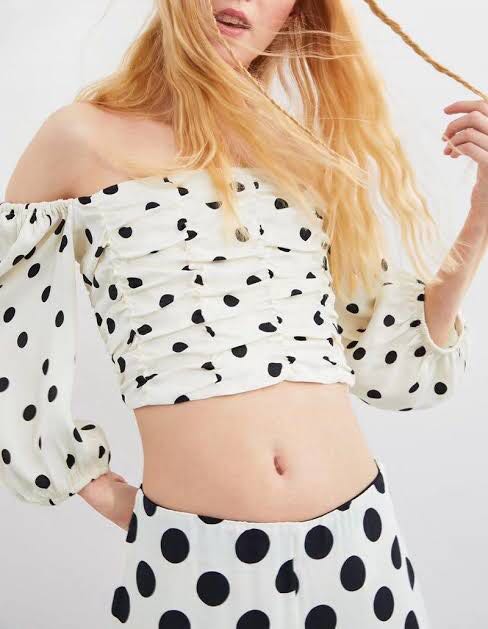 Zara polka dot crop top on sale