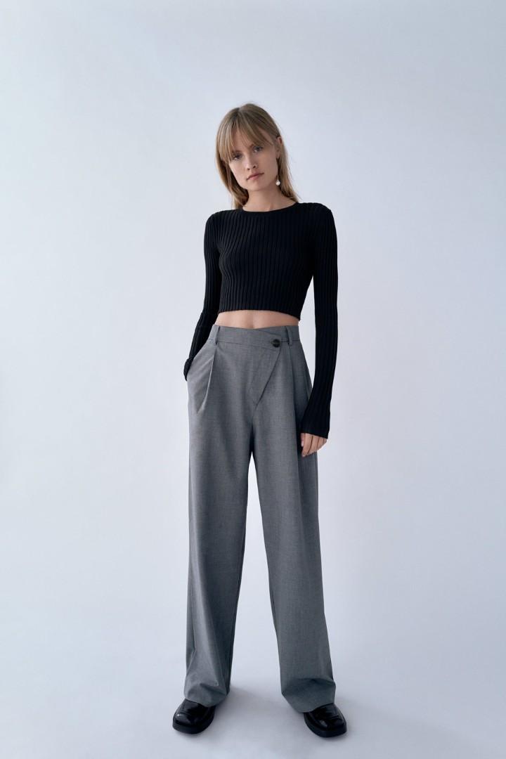 BNWT Zara Grey Asymmetric Pants, Women's Fashion, Bottoms, Jeans
