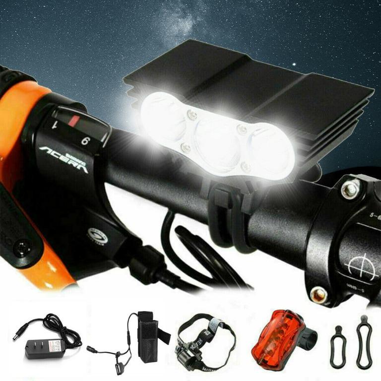 20000LM X2 X3 LED Front Bicycle Light Cycling Bike Head Lamp Battery Taillight 