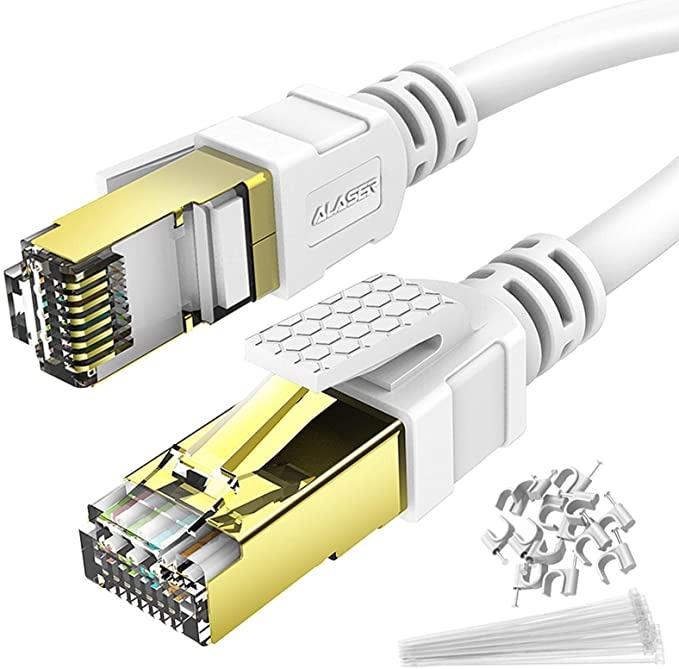 1.5M RJ45 CAT8 Ethernet Network SSTP 40 Gbps Patch Lead Flat Fast Cable White UK 