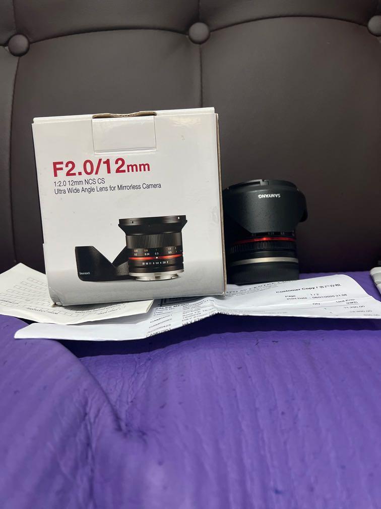 超平新淨靚仔行貨有保用Samyang 12 12mm F2 E Sony Mount Wide Len, 攝影器材, 鏡頭及裝備- Carousell
