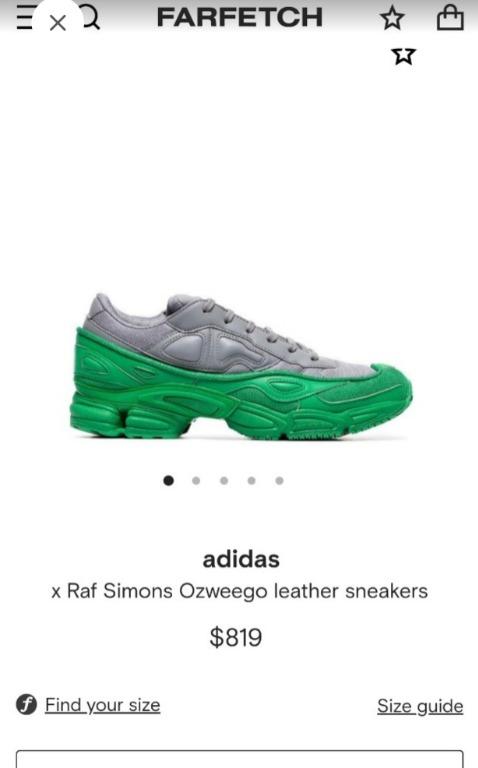 Raf simons ozweego size chart 2025