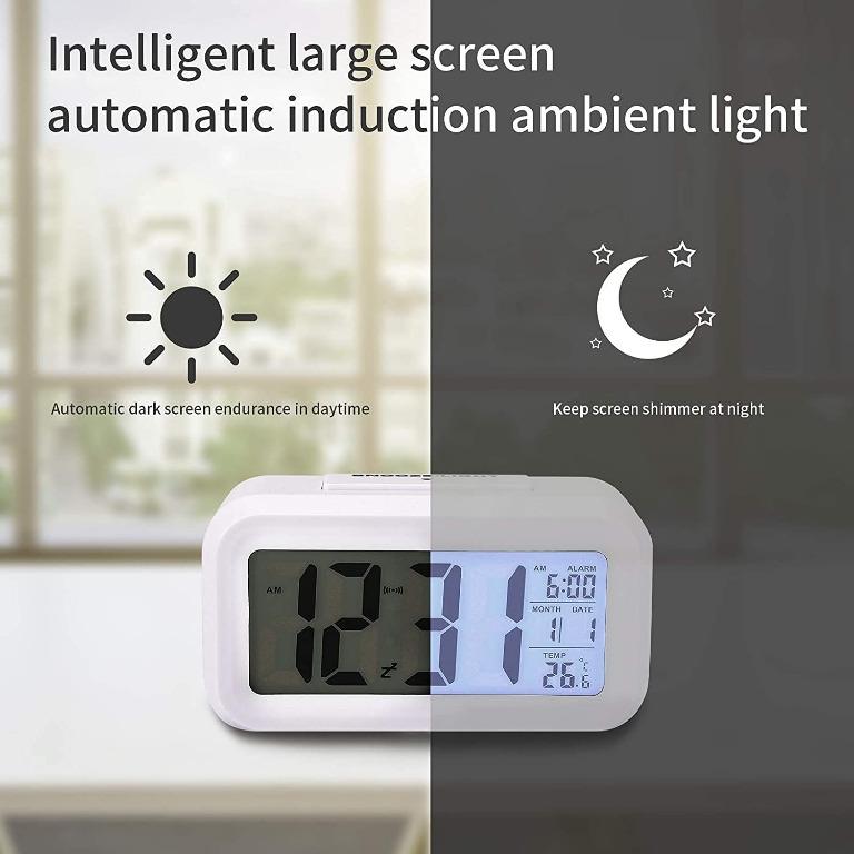 LED Digital Alarm Clock Full HD LED Bedside Clock for Bedroom/Wall/Travel C 